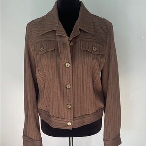 Brown Women's button front waist length  Jacket size 12